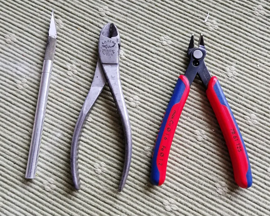 kniv, avbitare och flushcutter